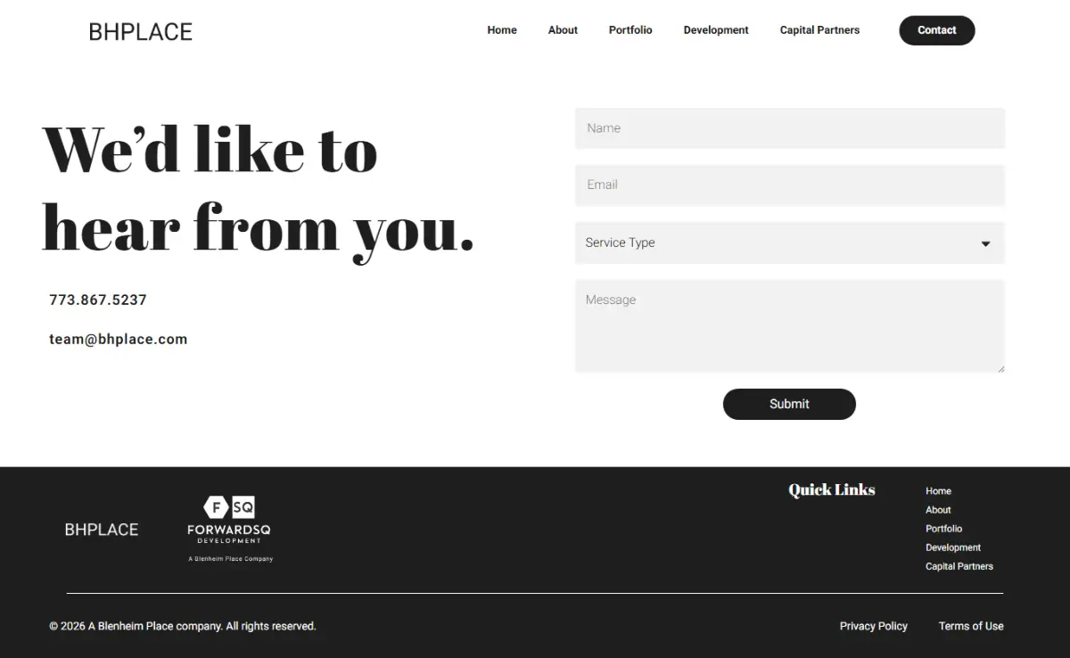 BH Place — Contact Page