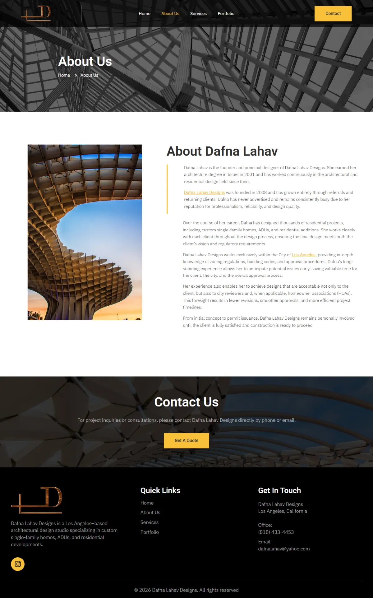 Dafna Lahav Designs — About Us Page