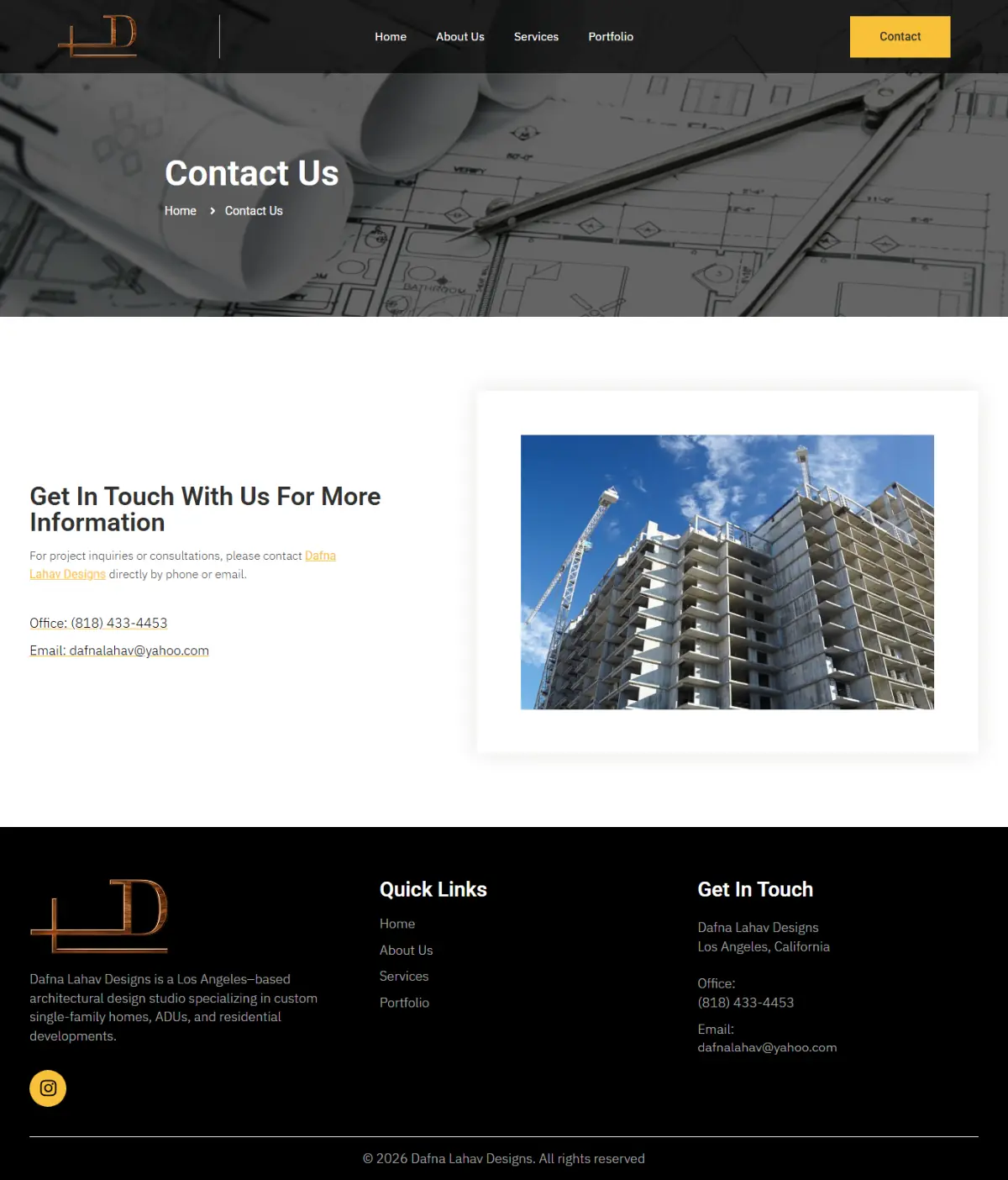 Dafna Lahav Designs — Contact Us Page