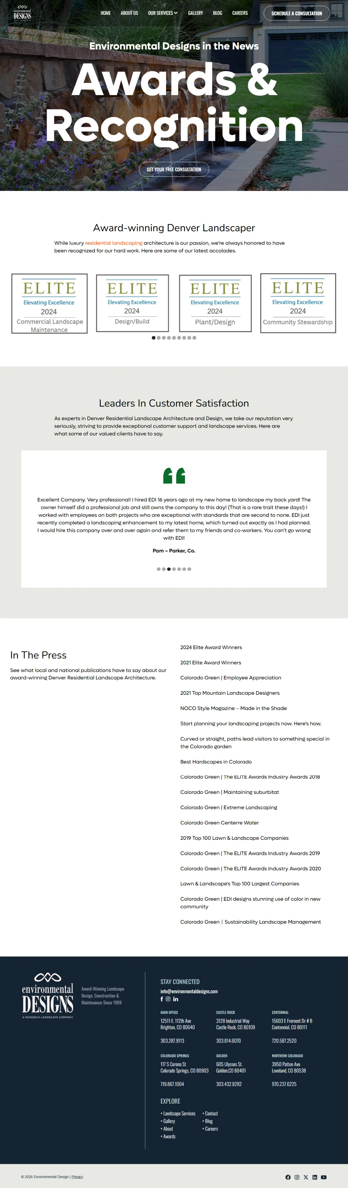 Environmental Designs — Awards and Recognition Page