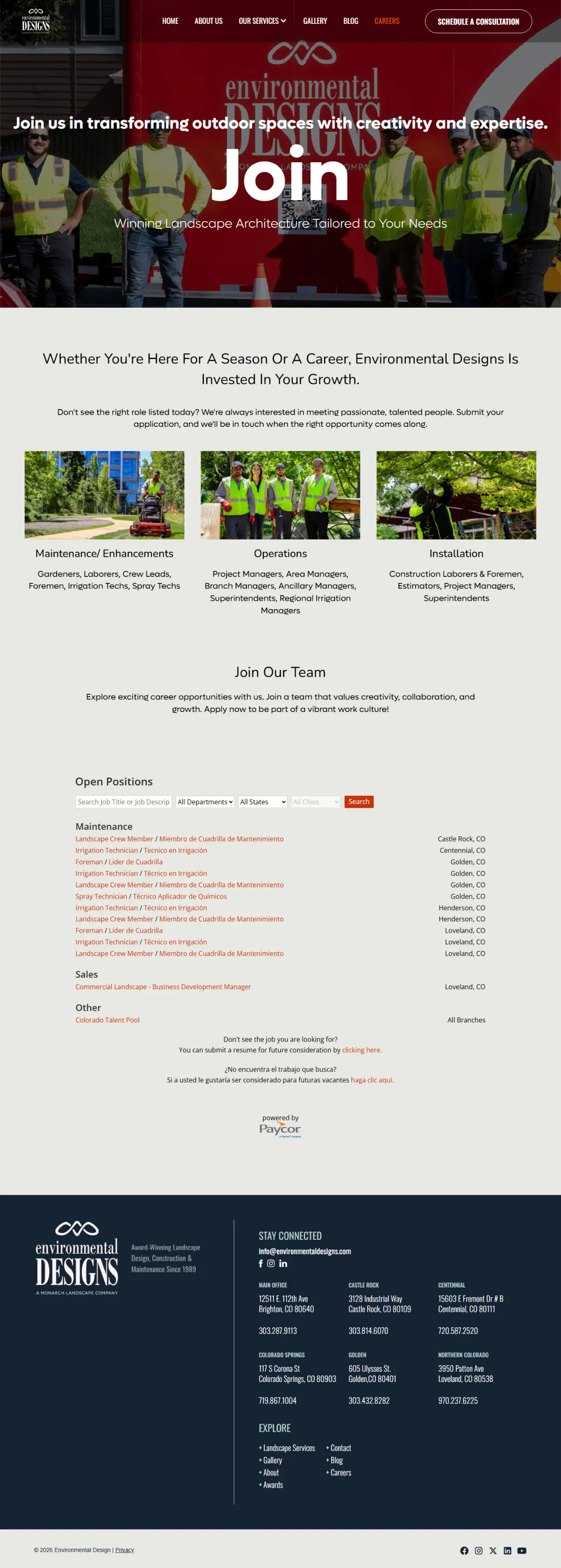 Environmental Designs — Careers Page