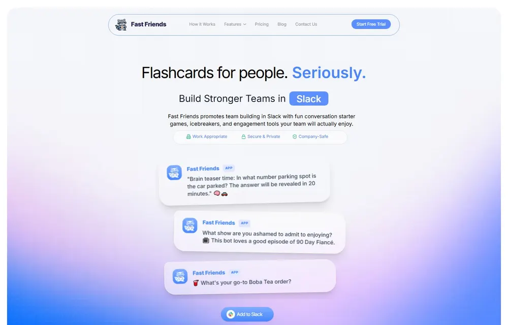 Website design preview for Fast Friend