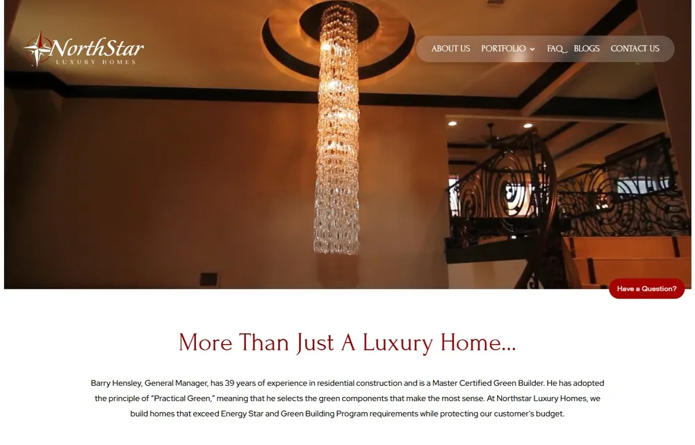 Website design preview for Northstar Luxury Homes