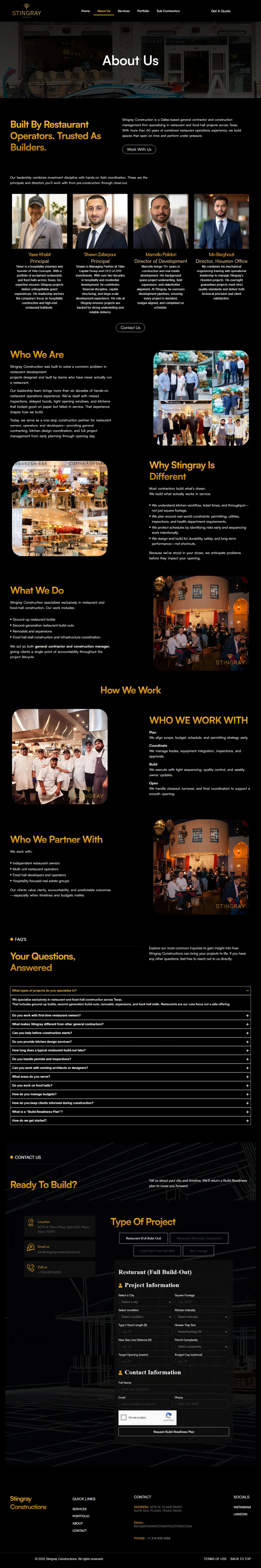 Stingray Constructions — About Us Page