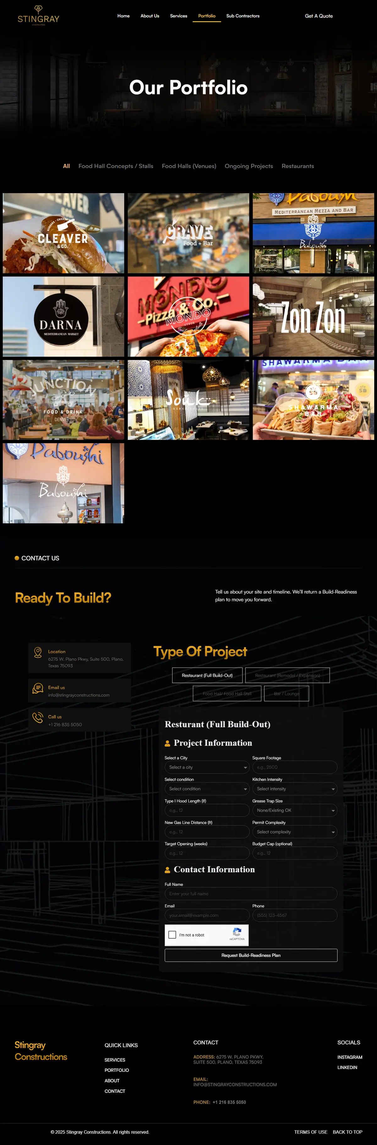 Stingray Constructions — Portfolio Page