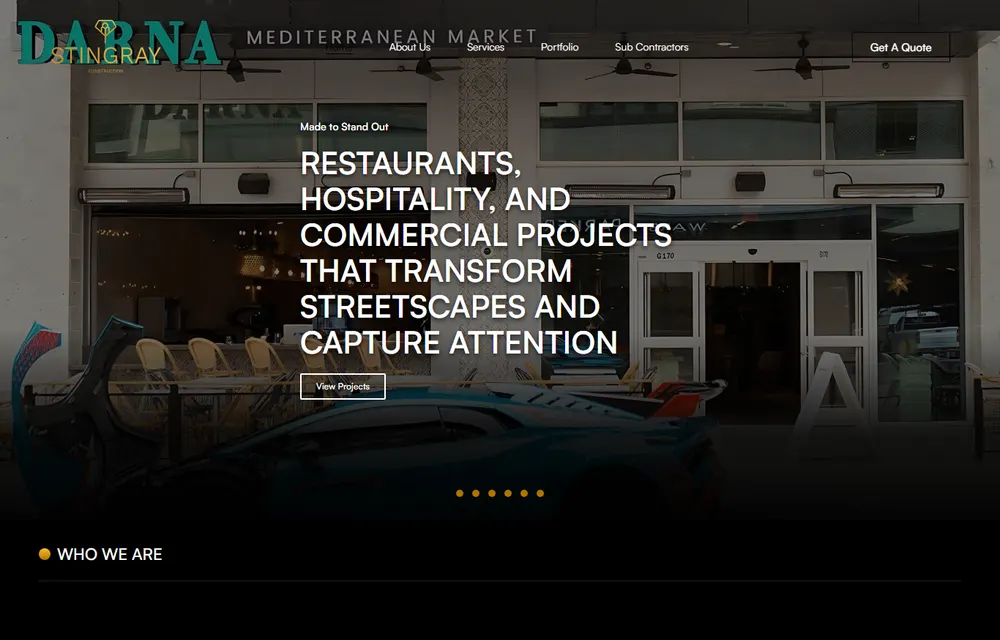 Website design preview for Stingray Constructions