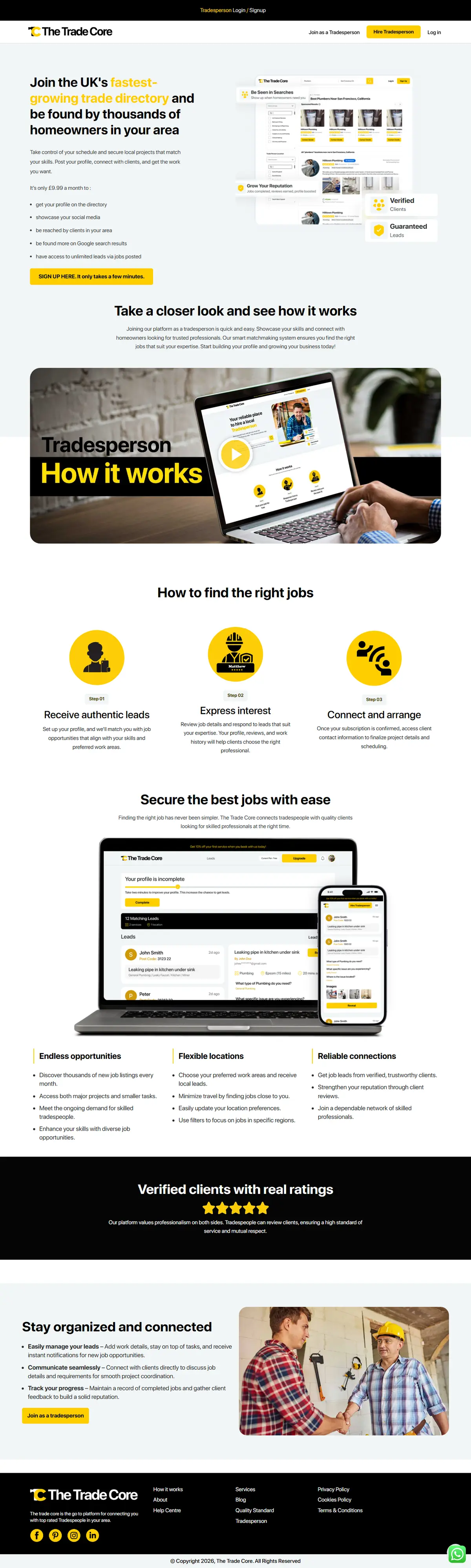 The Trade Core — Join as a Tradesperson Page