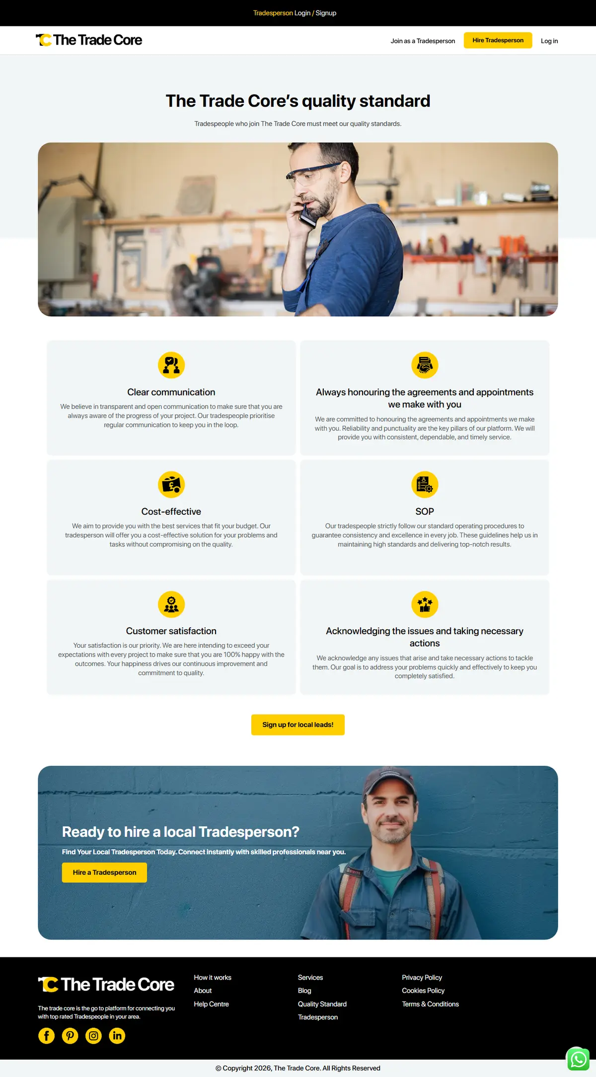 The Trade Core — Quality Standards Pages