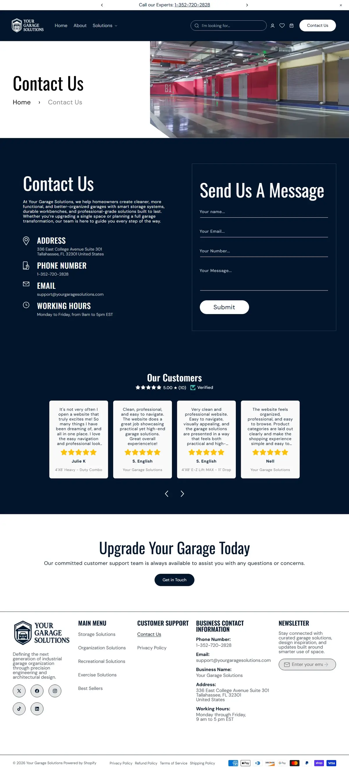 Your Garage Solutions — Contact Page