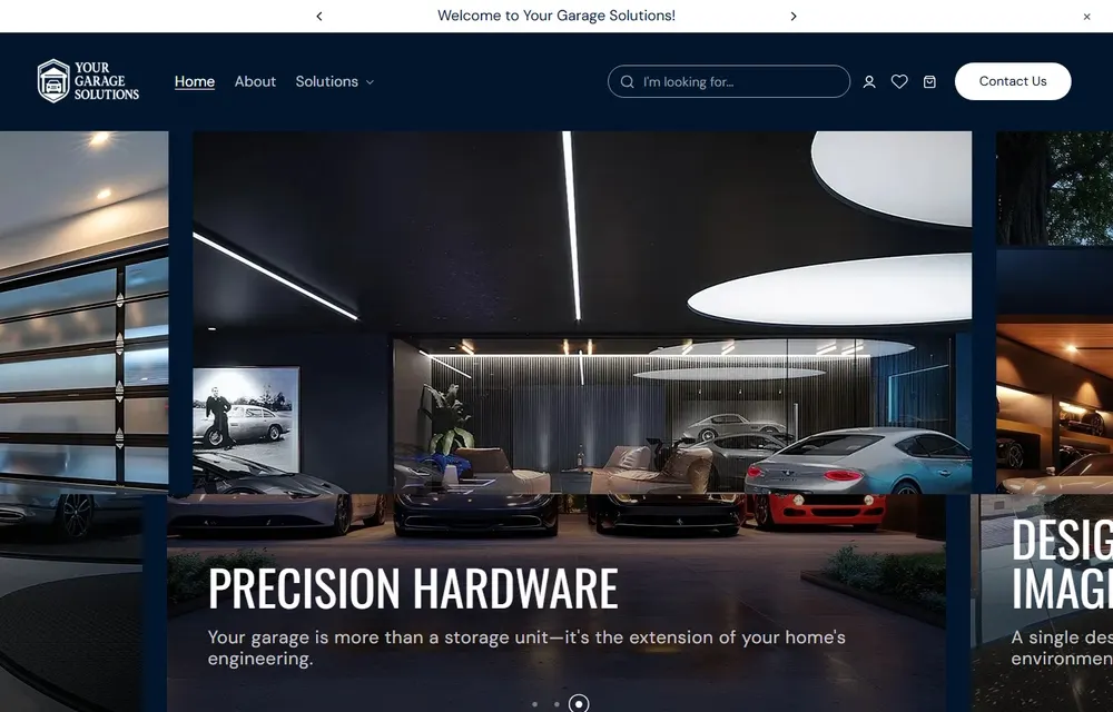 Website design preview for Your Garage Solutions